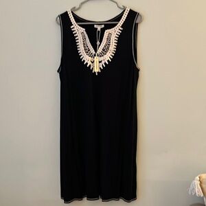 Max Studio Black Sleeveless Dress with Lace Trim